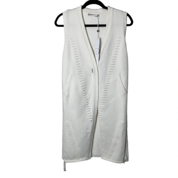 Anthropologie One Grey Day Drew Cardigan Vest Blazer Sleeveless Open Tassel - Picture 2 of 11